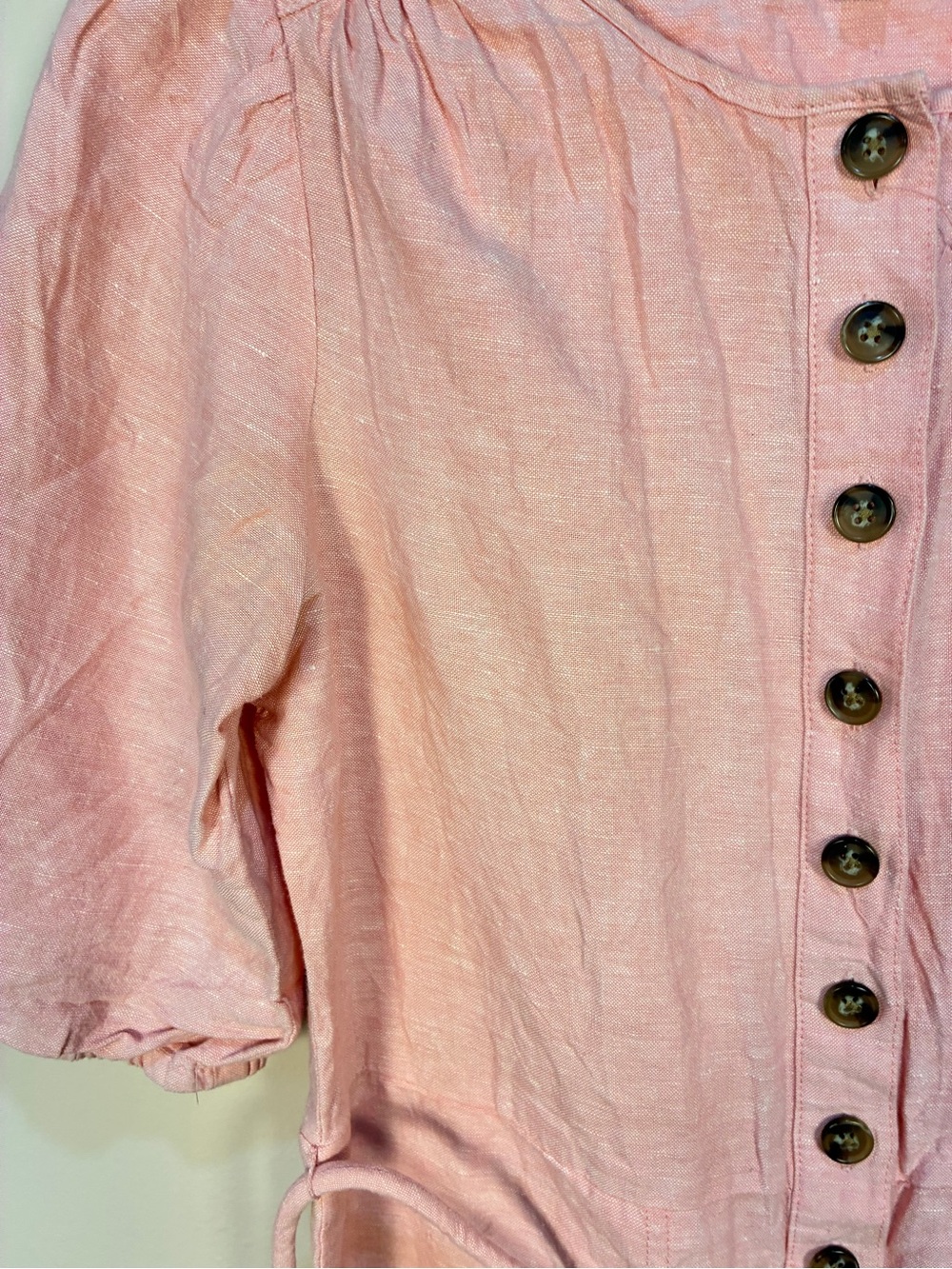 Madewell Linen Pastel Pink Puff Sleeve Jumpsuit - Picture 4 of 14